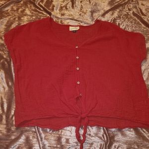 Red tye front blouse